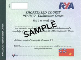 RYA Yachtmaster Ocean Shorebased Certificate